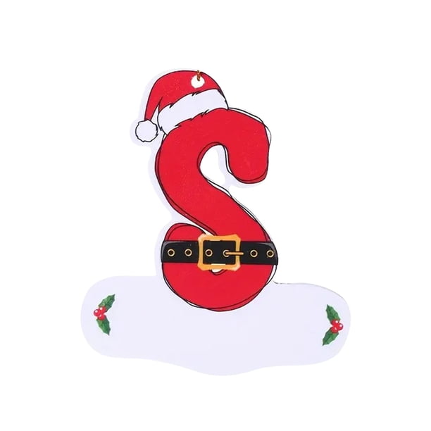 pstuiky 26 adornos navideños con forma de letras, de madera roja, para el árbol de Navidad. Adornos colgantes con letras del alfabeto para decorar el árbol de Navidad.