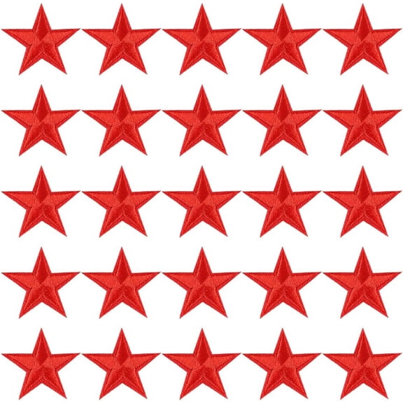 100Pcs Red 5 Star Iron on Patches Small Pentagram Embroidered Patches Soild Mini Stars Sew on Repair Appliques Patch Bulk for Sewing Making Clothes Bags Dresses Backpacks Shirts DIY Supply