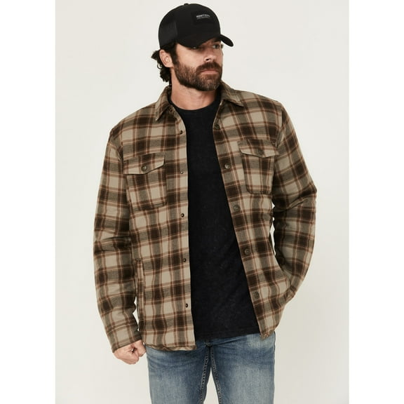 Brothers And Sons Men's Schefter Plaid Print Shirt Jacket - BASHO24O4-MDGY XX-