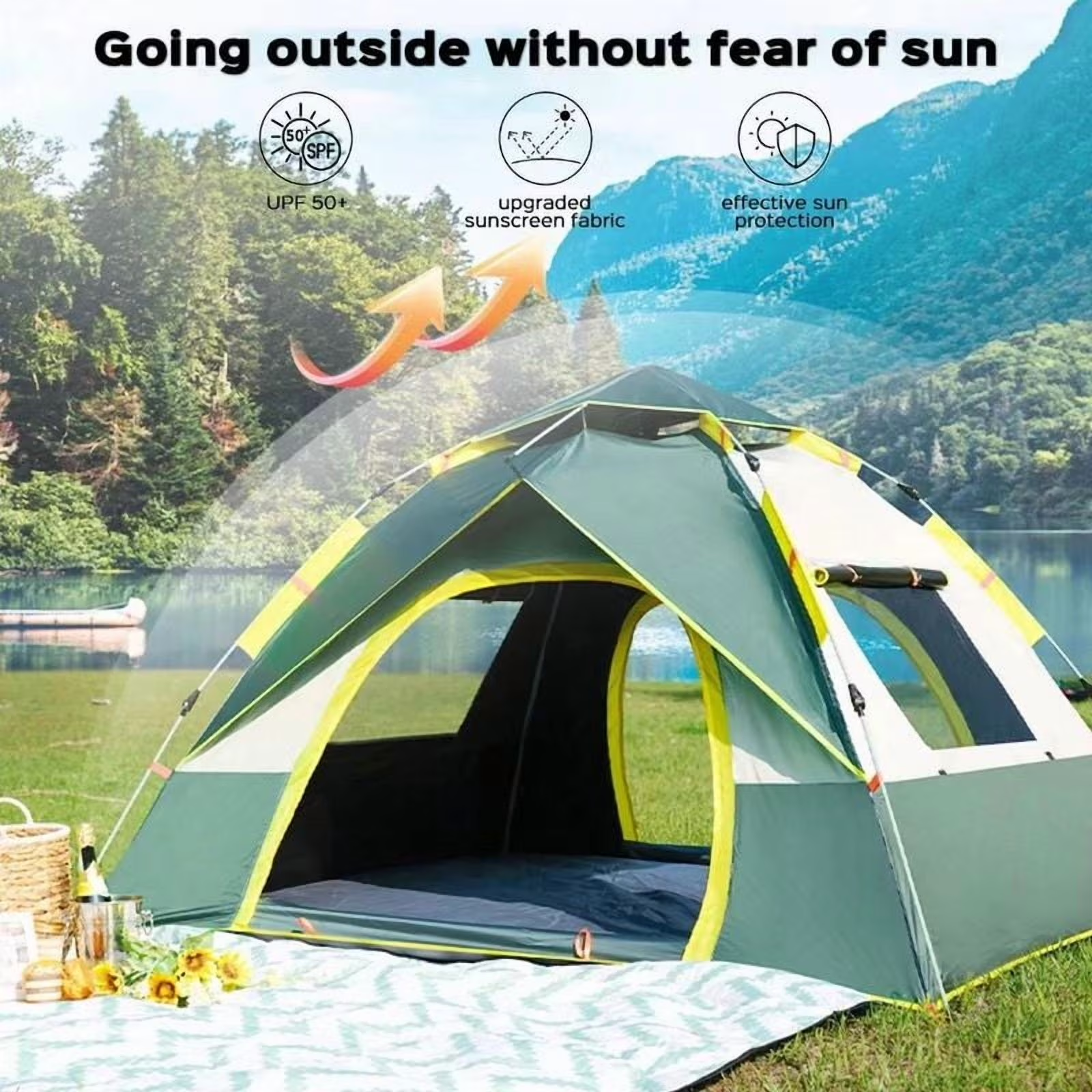 Outdoor Camping Tent, Enhanced Waterproof And Wind-Resistant Design, Dual Doors And Windows Tent, Quick Setup, Spacious Interior, All-Season Use, Perfect For Camping,