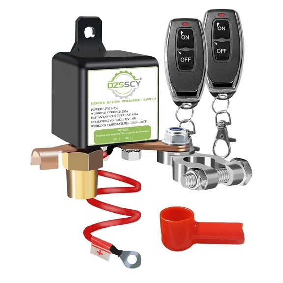 Remote Battery Disconnect Switch 12v, 250A, Upgrade Prevent Battery Drain,Disconnect Negative Car Kill Switch Anti-Theft,