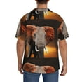 thumbnail image 5 of KLL Elephant Sunset in Kenya Print Men's Shirt Short Sleeve Button Down Summer Cuba Beach Shirts- Medium, 5 of 7