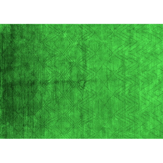Ahgly Company Indoor Rectangle Oriental Green Industrial Area Rugs, 7' x 9'