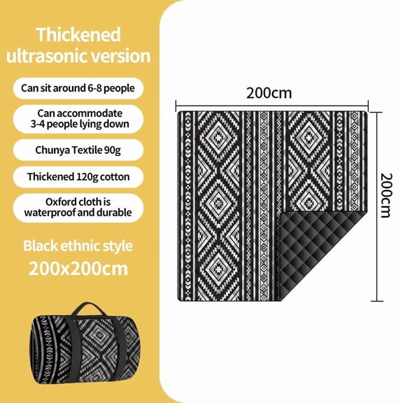 Waterproof Picnic Blanket 200x300CM Large Beach Blanket Outdoor Picnic Mat Beach Mat with Carrying Handle for Camping Beach