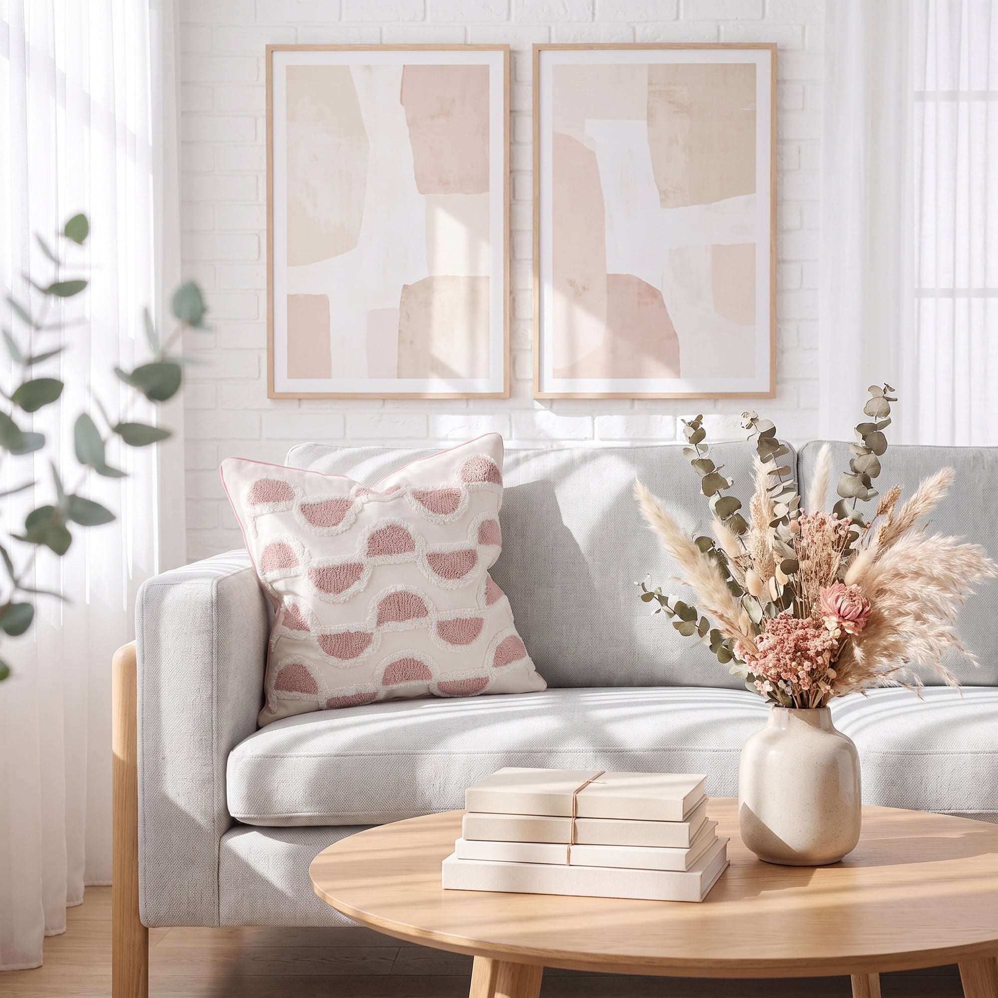 Unique Bargains Tufted Throw Pillow Cover Cushion Case for Home Pink Semicircle 18"x18"