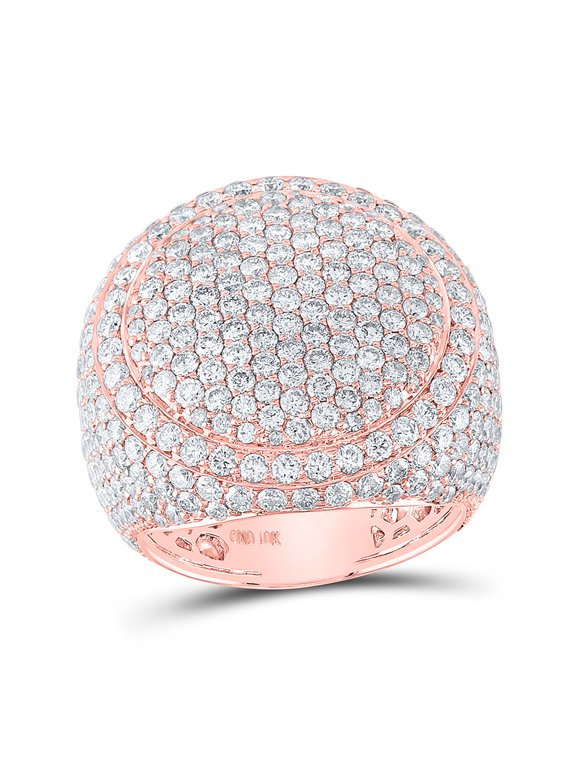 10kt Rose Gold Mens Round Diamond Circle Pave Cluster Ring 8-1/4 Cttw