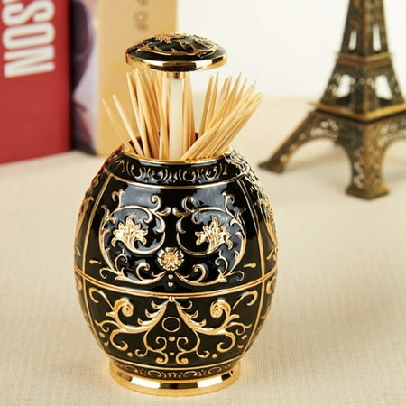 

Hand-painted Toothpick Dispenser Exquisite Toothpick Holder For Kitchen Home Hotel Gold+Black