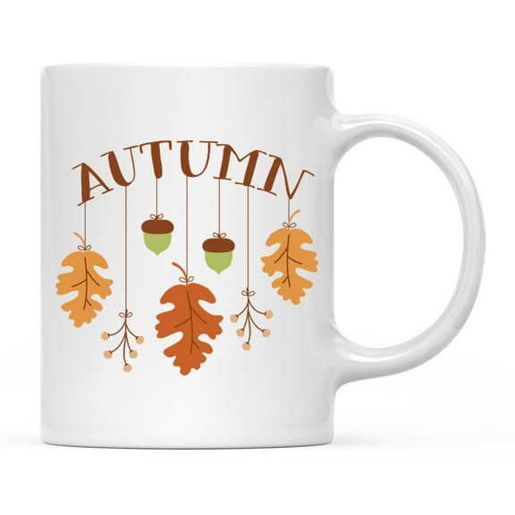 Koyal Wholesale Fall Autumn Season 11oz. Coffee Mug Gift, Autumn, Hanging Leaves and Acorns, 1-Pack