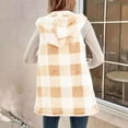 thumbnail image 5 of ZHOUCHANKIDS Womens Fleece Sherpa Vest Winter Sleeveless Fuzzy Fluffy Checkered Plaid Vest Zip Up Jacket with Pockets Yellow S, 5 of 7