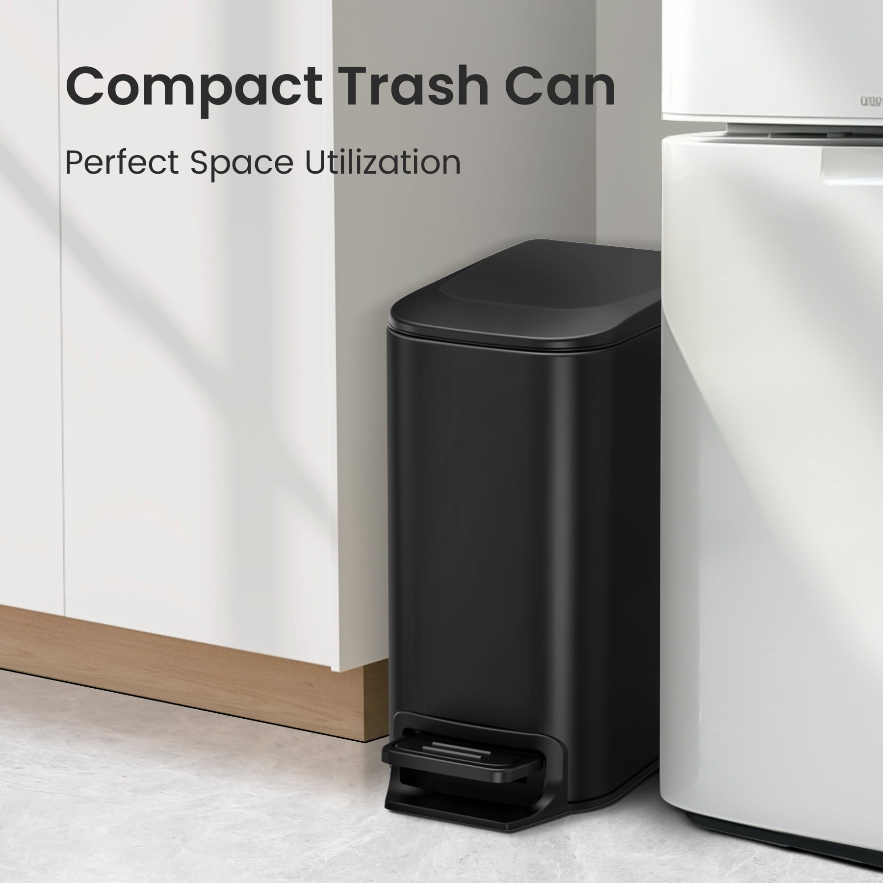 Cesun 1.6 Gallon Small Bathroom Trash Can, Stainless Steel Garbage Bin with Lid, Matte Black