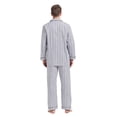 thumbnail image 3 of Amaxer Men's 100% Cotton Flannel Pajama Set, Long Sleeve Shirt with Chest & Side Pockets, Pants with Button Fly & Elastic Waistband Blue & Gray Stripes L, 3 of 7