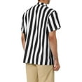 thumbnail image 3 of Unique Bargains Men's Striped Short Sleeves Button Down Print Shirt L Black White, 3 of 6
