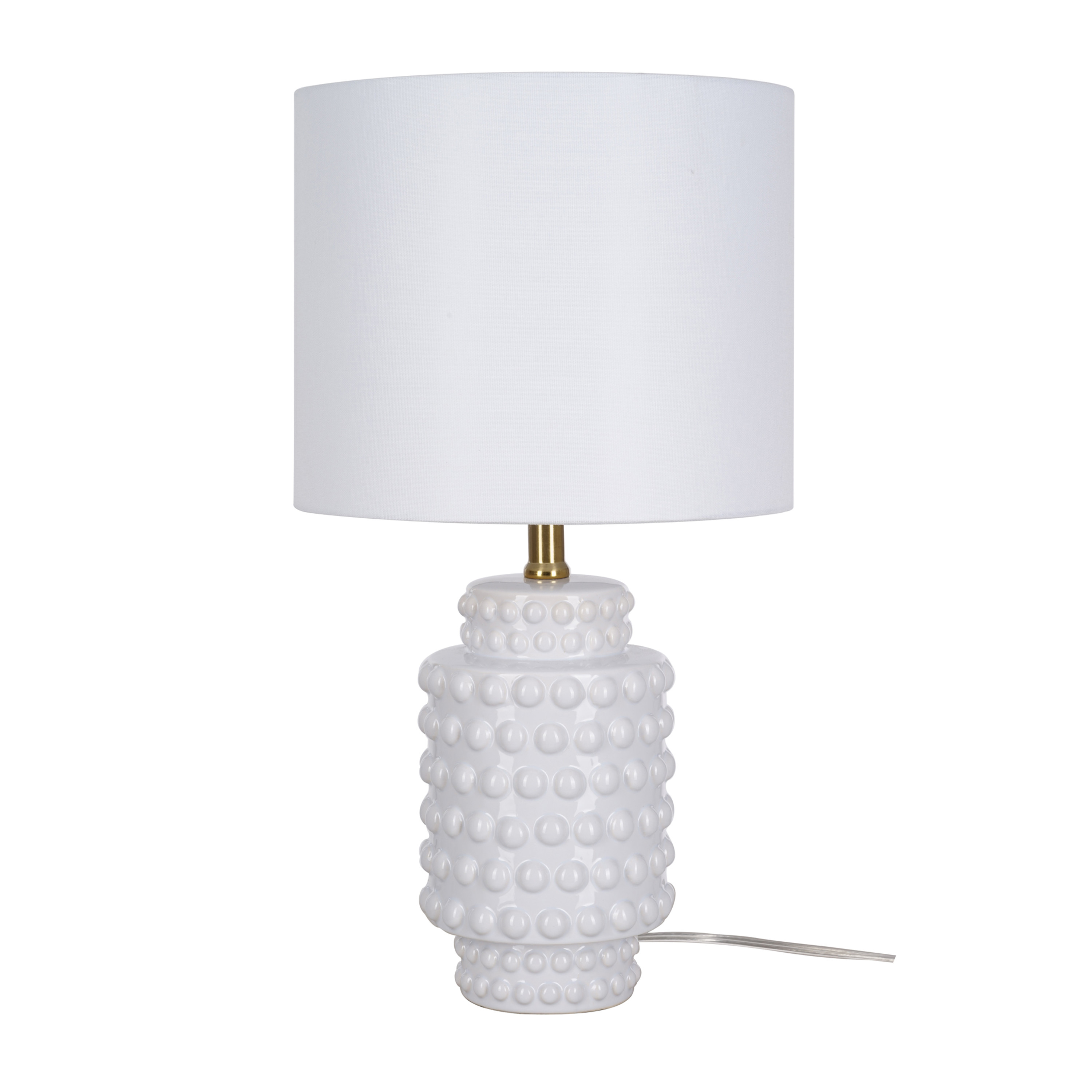My Texas House 21" Hob-Nail Ceramic Table Lamp, Brass Accents, White Finish, LED Bulb Included - image 2 of 8