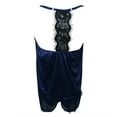 thumbnail image 6 of Zpanxa Pajamas for Women Women Sleepwear Sleeveless Strap Nightwear Lace Trim Satin Cami Top Pajama Sets Blue XL, 6 of 7