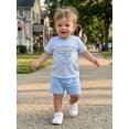 thumbnail image 6 of BemeyourBBs Toddler Baby Boy Summer Clothes Infant Baby Boys Outfit Daddy's Copilot Letters Helicopter Embroidered Striped Short Sleeve T Shirt Tops and Shorts 2 Pcs Set, 6 of 9