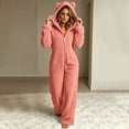 thumbnail image 2 of FAIWAD Women's Fleece Onesies Plush Hooded Jumpsuit with Pockets Soft Warm Full Zip Loungewear, 2 of 7