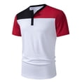 thumbnail image 6 of Xcmzpl Men's Summer Lightweight Cotton Shirts Casual Short Sleeve Breathable Banded Collar Henley Shirt Color Block Tees for Beach Vacation, 6 of 10