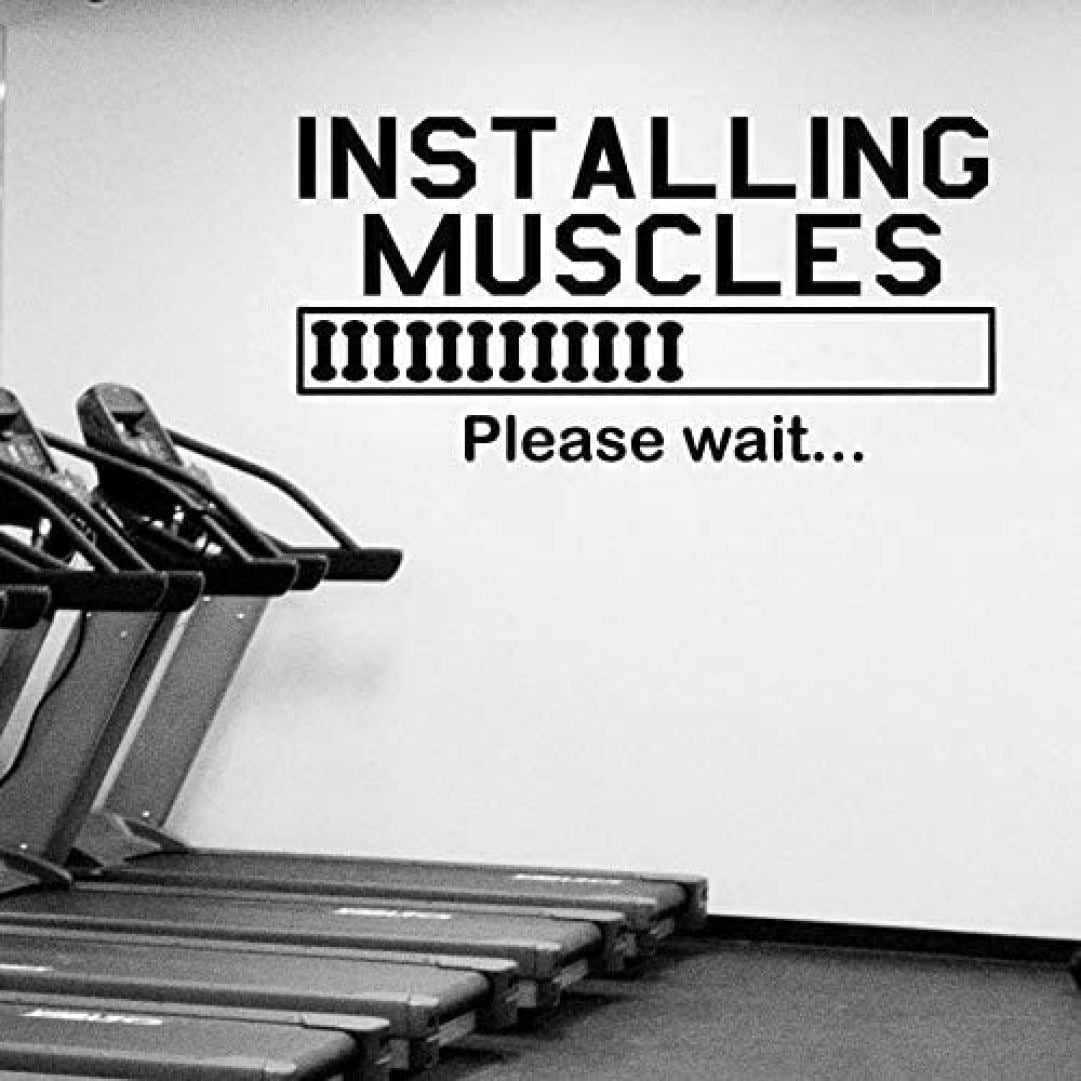 Installing Muscles Quote Wall Decal Gym Bodybuilding Vinyl Wall Sticker  Sport Fitness Motivation Gym Decoration Wall Art Mural Sports AY976 (Black,  42x85cm) 