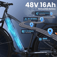 thumbnail image 3 of PASELEC 29" Electric Commuter Bike for Adults, 48V 16Ah Built-In & Removable Battery Ebike, 5 Riding Modes, 60 Miles Long Range, Dual Hydraulic Brakes, LCD, Lockable Front Suspension, UL2849, 3 of 11