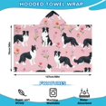 thumbnail image 2 of Border Collie Dogs with Pioneer Flower Hooded Bath Towel，50"x30" for Ages 3 To 12 Kids, Quick Dry Lightweight Soft Microfiber Hood Beach Towel Cover Up for Kids, 2 of 7