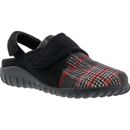 

Women s Drew Breezy Slingback Black Plaid Fabric/Microsuede 12 WW