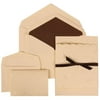 JAM Paper Wedding Invitation Combo Set, 1 Small & 1 Large, Ivory Card with Brown Lined Envelope and Brown Ribbon, 100/pack