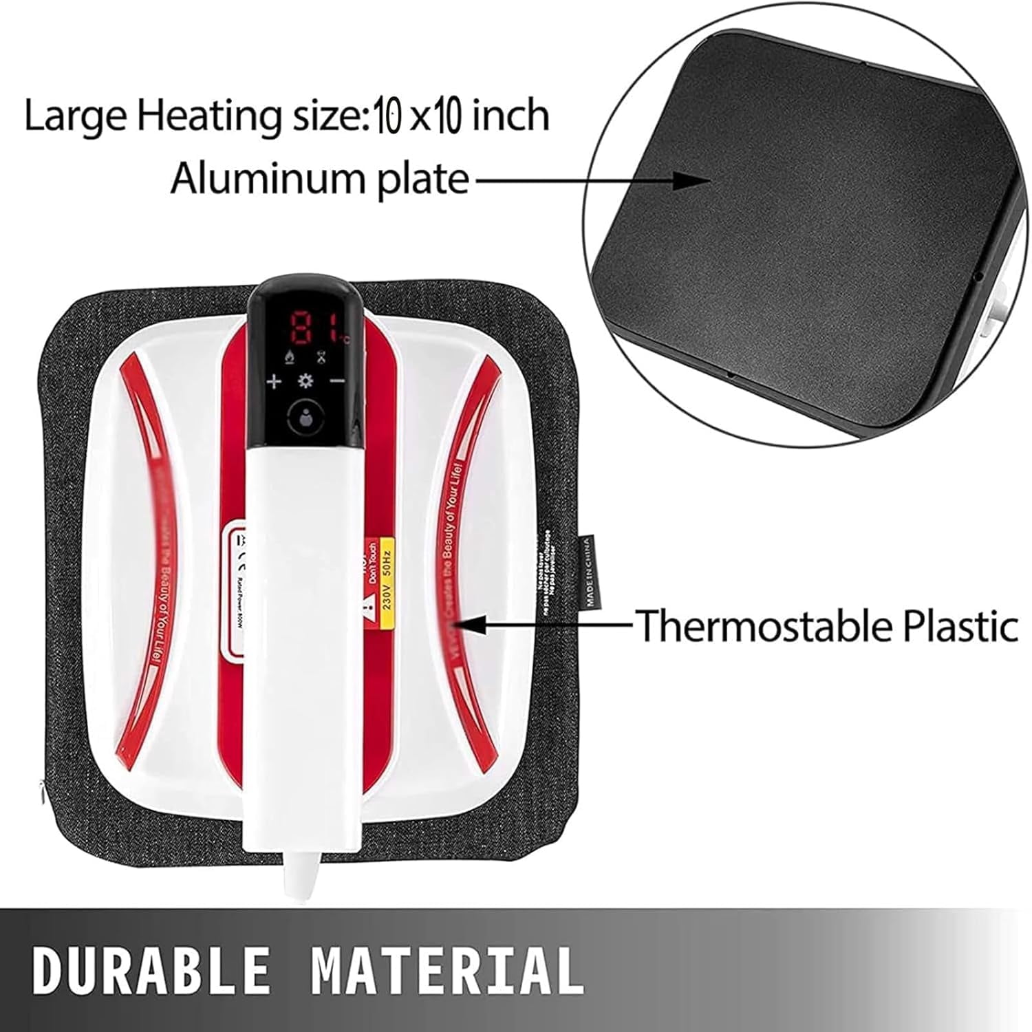 Heat Press Machine for T Shirts, 10" x 10" Portable Press Machine with Adjustable Temperature and Timer Auto Shutdown, Fast Evenly Heating Up, for Hat, Bags, Heating Transfer Projects