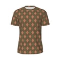 thumbnail image 5 of Wukai Green and Squares Print Men's Short-Sleeved Mesh T-Shirt,Quick-Dry Short Sleeve Workout T-Shirt-X-Small, 5 of 8