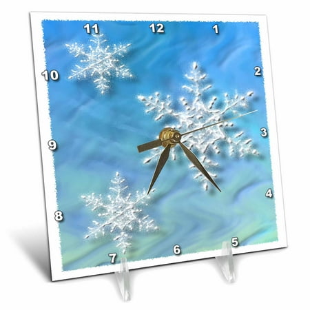 3dRose Pastel Snowflakes 6×6 Desk Clock