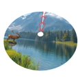 thumbnail image 5 of Cauagu 48" Christmas Tree Skirt Majestic Deer Mountain Lake Pattern Christmas Tree Decorations Tree Mat for Xmas Decorations Occasion Holiday Home Decor -48", 5 of 7