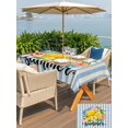 thumbnail image 5 of Outdoor Tablecloth with Umbrella Hole for Patio/Picnic/Party/Camping, Lemons Coastal Waterproof Table Cloth Rectangle Table Cover Washable, Summer Botanical Floral Blue Striped Farmhouse (60"x 102"), 5 of 8