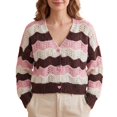 thumbnail image 2 of Women's Long Sleeve Cardigan Sweater,Cute Top Knit Colorful Patterned V Neck Button Outwear,Loose Fit,Fall Casual Daily Wear, 2 of 5