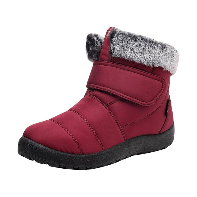 Pisexur Womens Winter Snow Boots Black Waterproof Insulated Warm Fur Lined Ankle Booties Anti-Slip Slip On Walking Comfortable Outdoor Boot Size