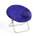 thumbnail image 3 of Urban Shop Super Soft Faux Fur Saucer Chair with Folding Metal Frame, Navy, 29"X32"X22", 3 of 8
