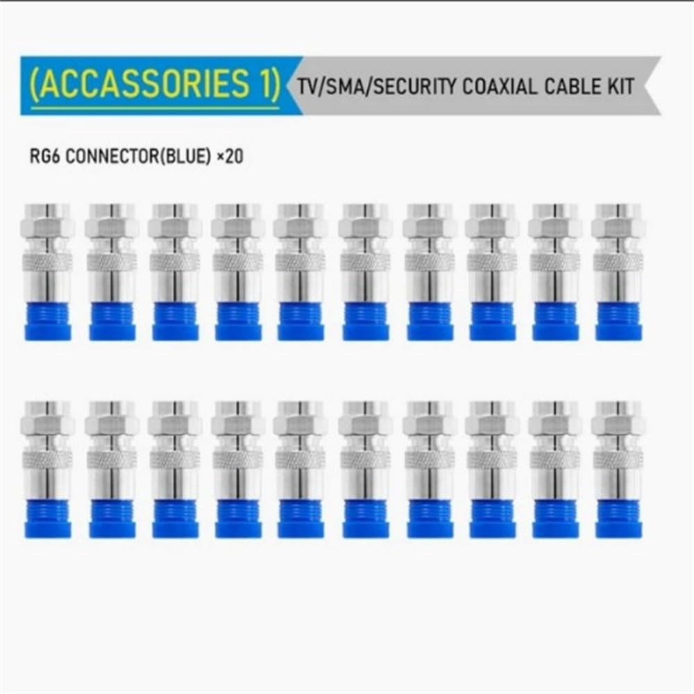22Pcs Coax Compression Crimping Tool Set for F/BNC/RCA Connector RG-58/59/62/6(3C/4C/5C Type Cable Stripper Kit