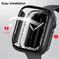 thumbnail image 4 of Compatible for Apple Watch Series 8/7 45mm Hard Case with Tempered Glass Screen Protector, Slim Hard PC Cover, Thin Bumper Full Coverage Accessories for iWatch 8/7 (45mm, Black), 4 of 5