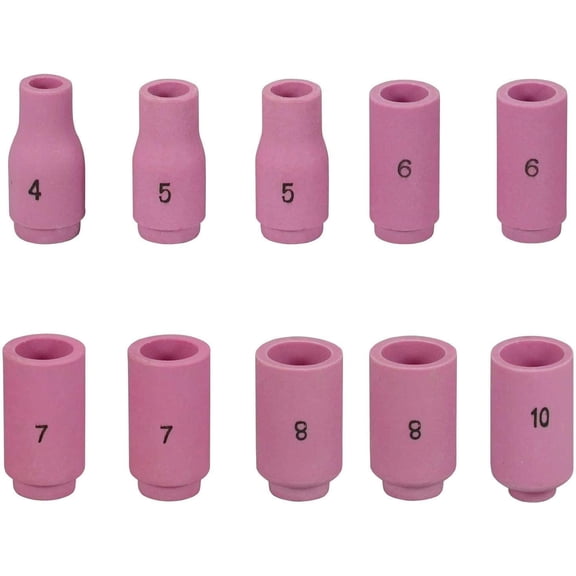 RIVERWELD 10pcs TIG Alumina Nozzle Shield Cup Assorted Size Kit 13N08 13N09 13N10 13N11 13N12 13N13 Fit SR WP 9 20 24 25 TIG Welding Torch
