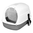thumbnail image 3 of Hooded Cat with Lid Enclosed Cat Toilet Reusable Cat Litter Tray Gray, 3 of 8