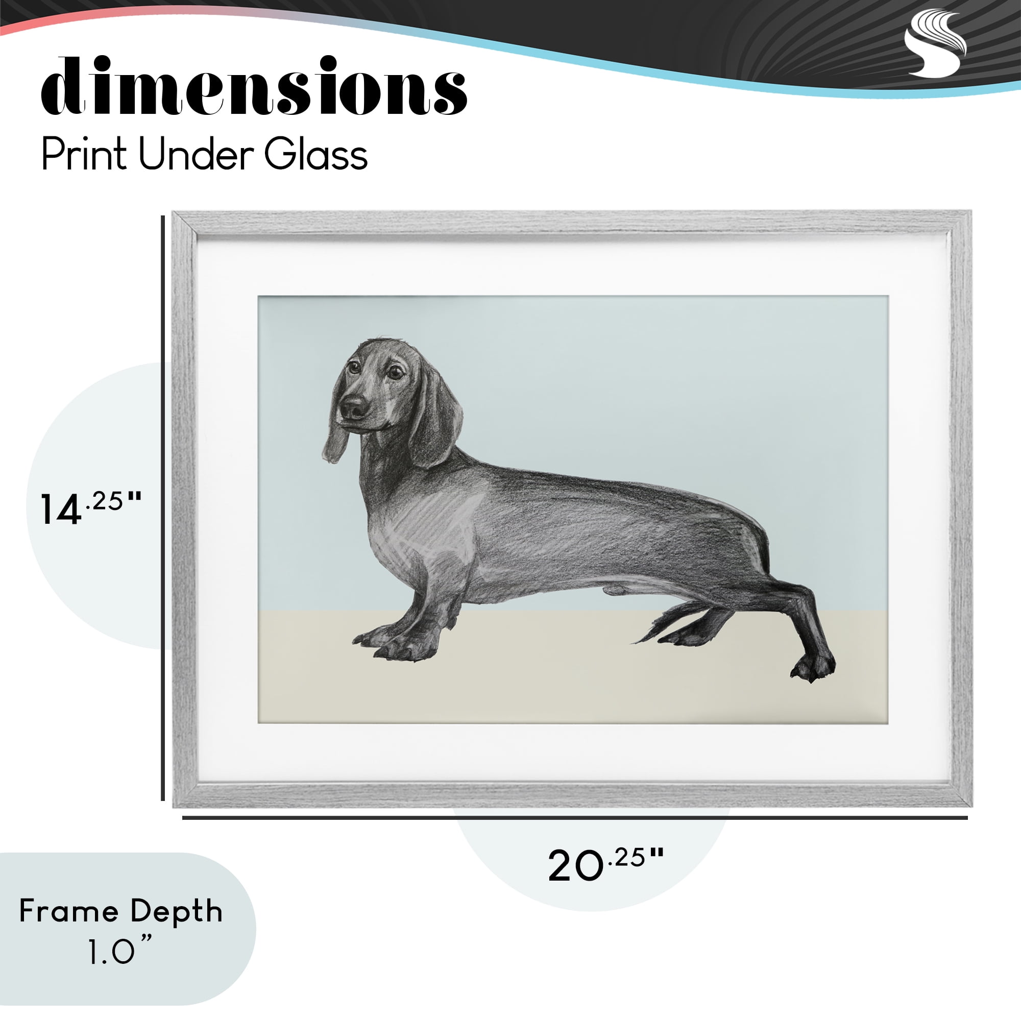 Stupell Industries Sketched Dachshund on Blue Gray Framed Print Under Glass, design by Violeta Vollmer