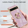 thumbnail image 3 of Compatible for Google Pixel 6A Case Ring Holder Magnet Silicone, Google Pixel 6A Phone Case Thin Protective Case Aesthetic Black 360° Rotatable Metal Stand (Purple), 3 of 7
