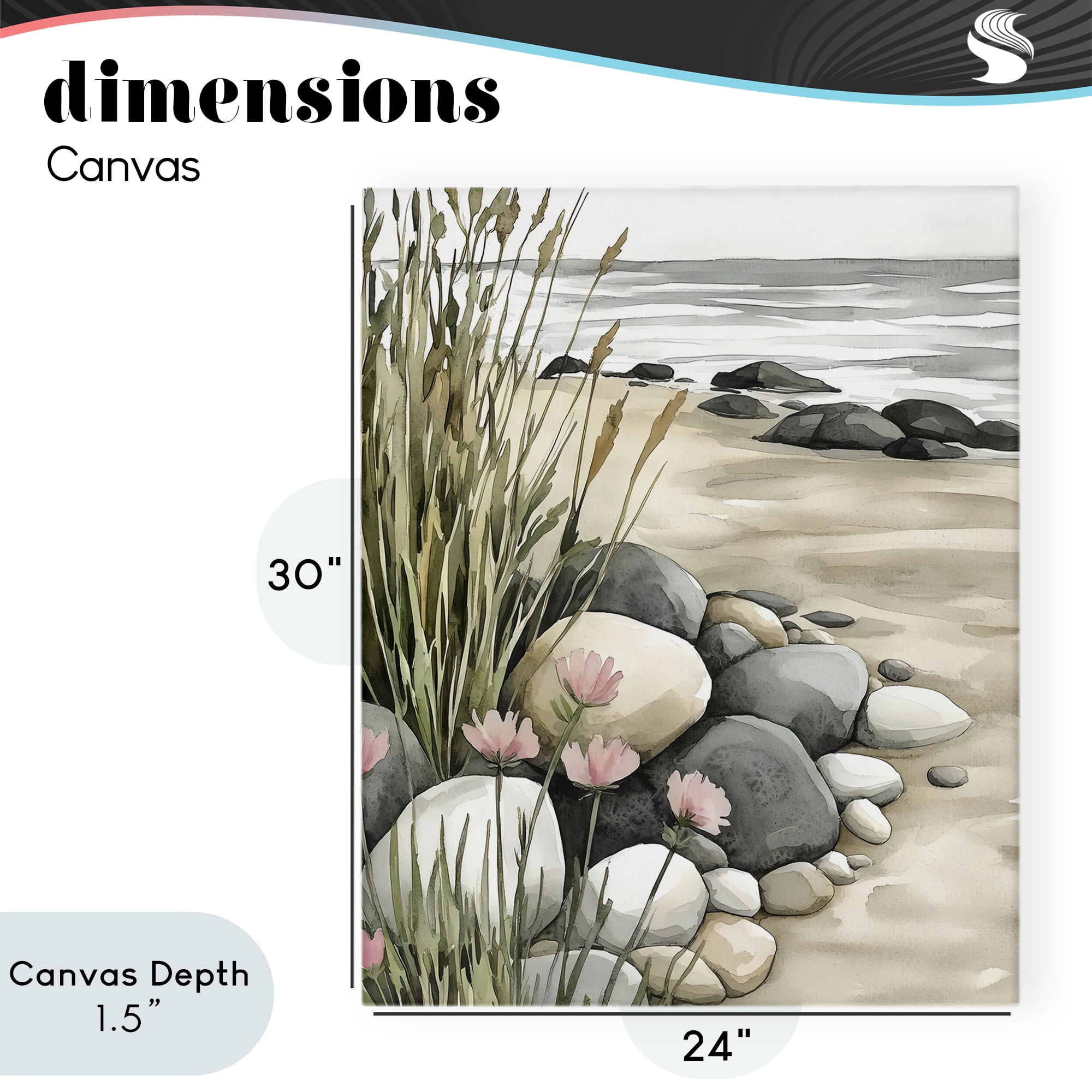 Stupell Industries Coastal Calm Pebbles Canvas Wall Art, design by Riley B