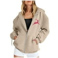 thumbnail image 2 of WEAIXIMIUNG Sweat à Capuche Zippé pour Femmes Mode Imprimé Cerf Leaping Manches Longues Poche Cordon Décontracté Sport, 2 of 6