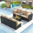 thumbnail image 2 of All weather 7 Piece Outdoor Patio Furniture Set PE Rattan Wicker Sofa Set With Table, 2 of 7