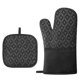 thumbnail image 1 of Manoplas de horno y agarraderas para cocina resistentes al calor, 2 guantes de algodón para horno y almohadillas calientes con agarre de silicona antideslizante, brazo largo, 1 of 7