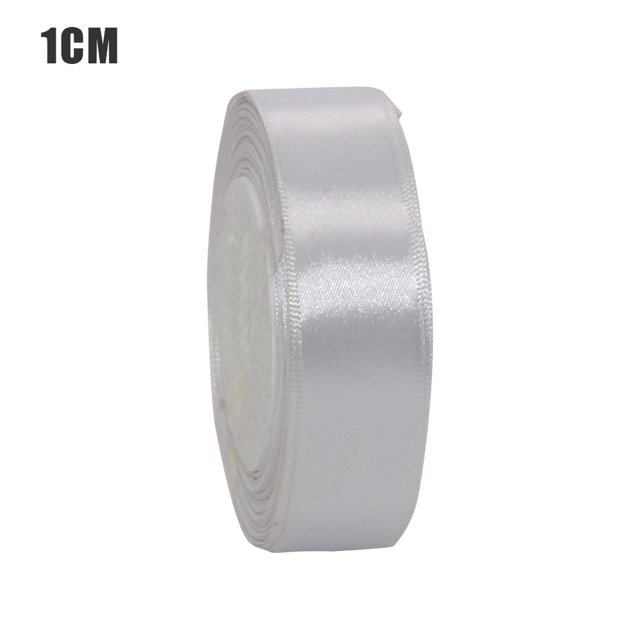 Cateissary (25 yardas/rollo) cintas de satén de seda decoración de envoltorio de regalo cintas de Navidad DIY suministros hechos a mano cinta Kits de decoración para fiestas Blanco 1cm Cateissary HA002027-02