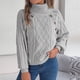 thumbnail image 1 of Suéter de cuello alto para mujer, informal, liso, con botones, de masa, con giros, cuello alto, manga farol, blusa de poliéster para mujer, 1 of 9