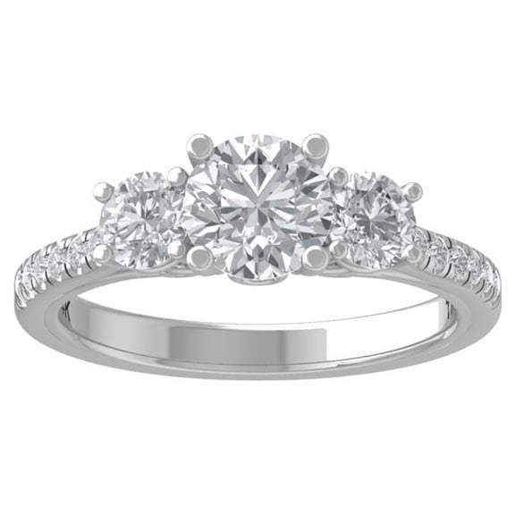 ARAIYA FINE JEWELRY 10K White Gold Lab Grown Diamond Three Stone Engagement Ring (1 3/4 cttw, D-F Color, VS Clarity) Size 7.5