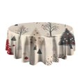 thumbnail image 5 of Beige Christmas Tree Pattern Round Tablecloth 60"x60",Wrinkle Wipeable Table Cloth for Kitchen Dining Room Picnic Patio Party, 5 of 6