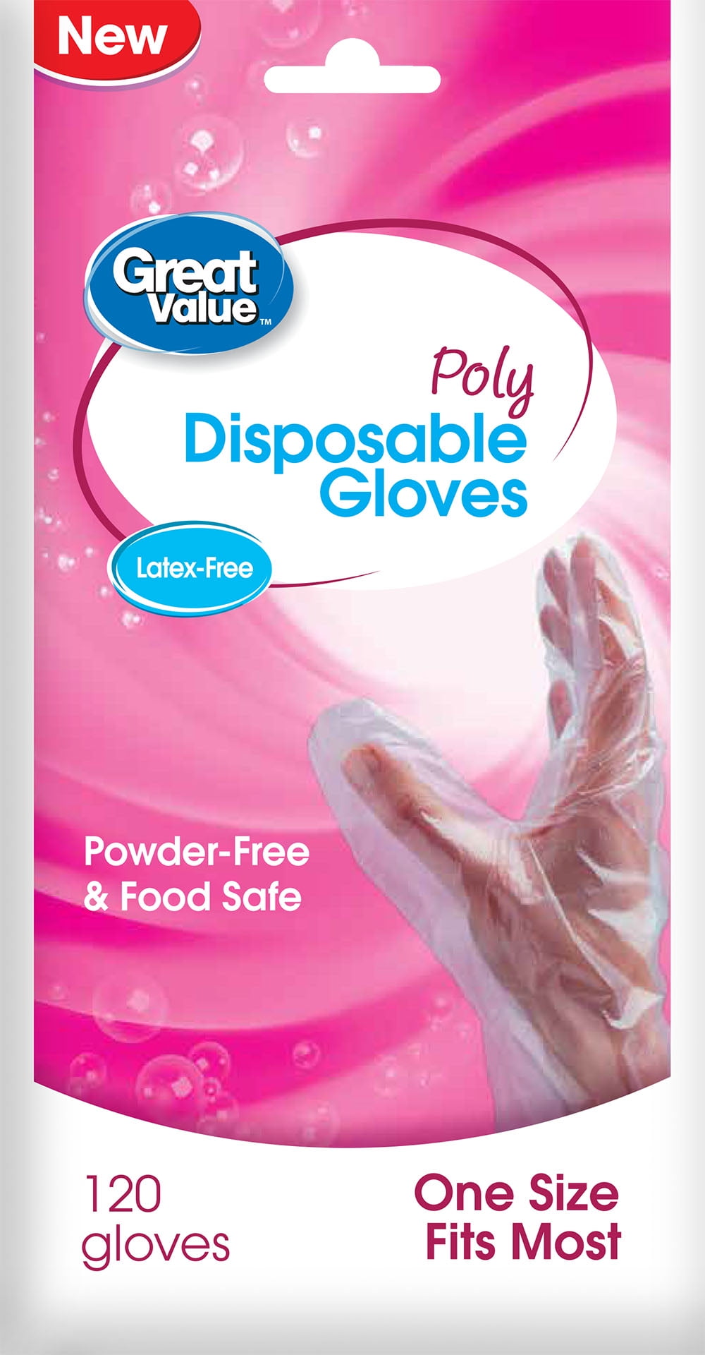 Great Value Poly Disposable Gloves, 120 Count