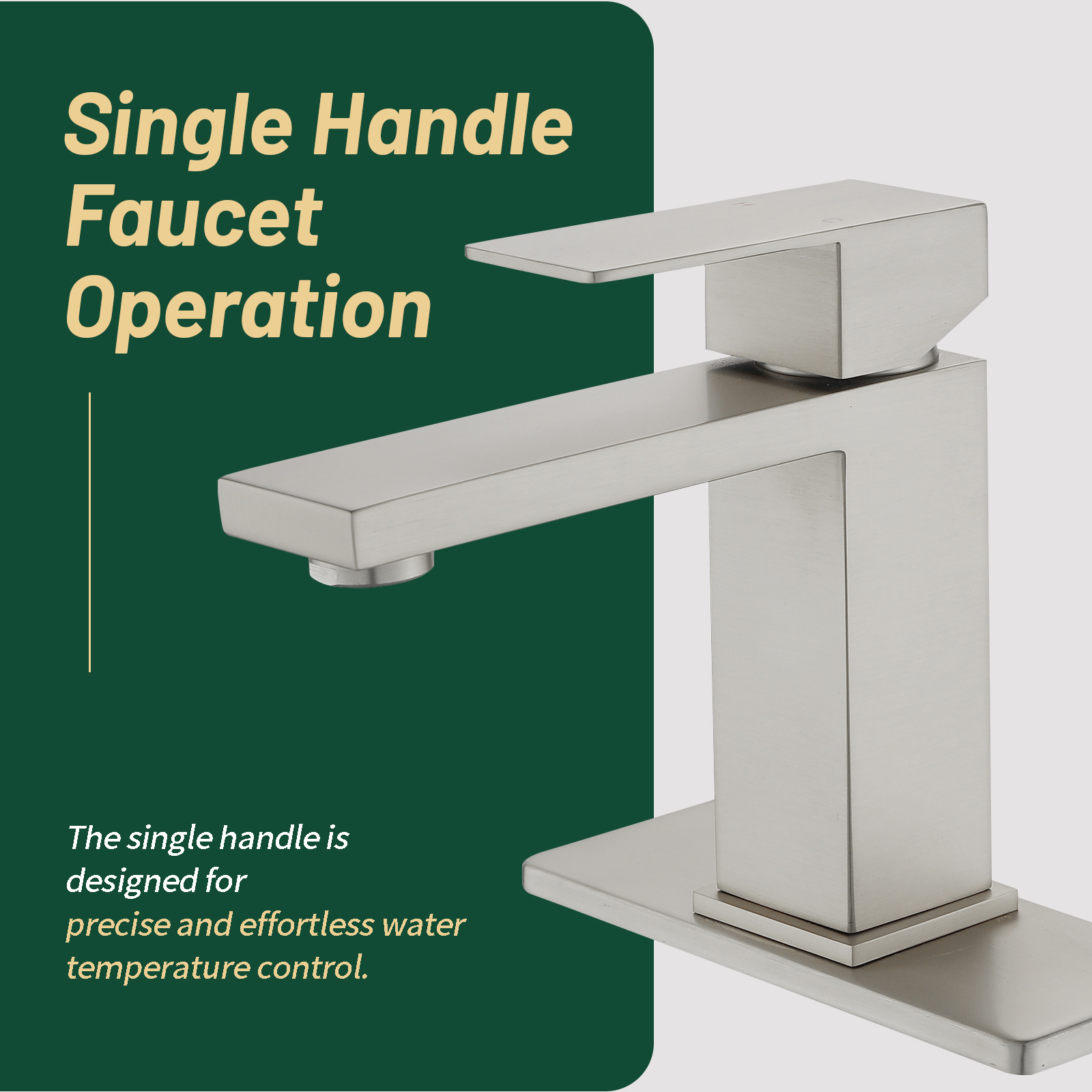 Cobbe Single-Handle Bathroom Sink Faucet for Vanity Single-Hole Installation Basin Faucet with Pop-Up Drain Brushed Nickel